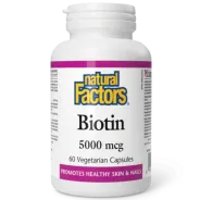 Natural Factors Biotin 5000 mcg, 60 Vegetarian Capsules | Unbeatable Prices, Daily Deals | VITASHOP