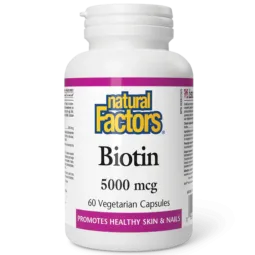 Natural Factors Biotin 5000 mcg, 60 Vegetarian Capsules | Unbeatable Prices, Daily Deals | VITASHOP
