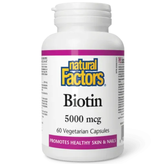 Natural Factors 내추럴 팩터스 비오틴 5000mcg, 식물성 캡슐 60정 | 매일 업데이트되는 특가 상품 | VITASHOP