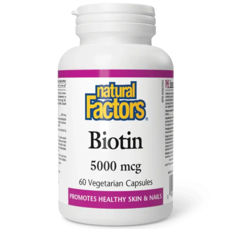 Natural Factors Biotin 5000 mcg, 60 Vegetarian Capsules | Unbeatable Prices, Daily Deals | VITASHOP