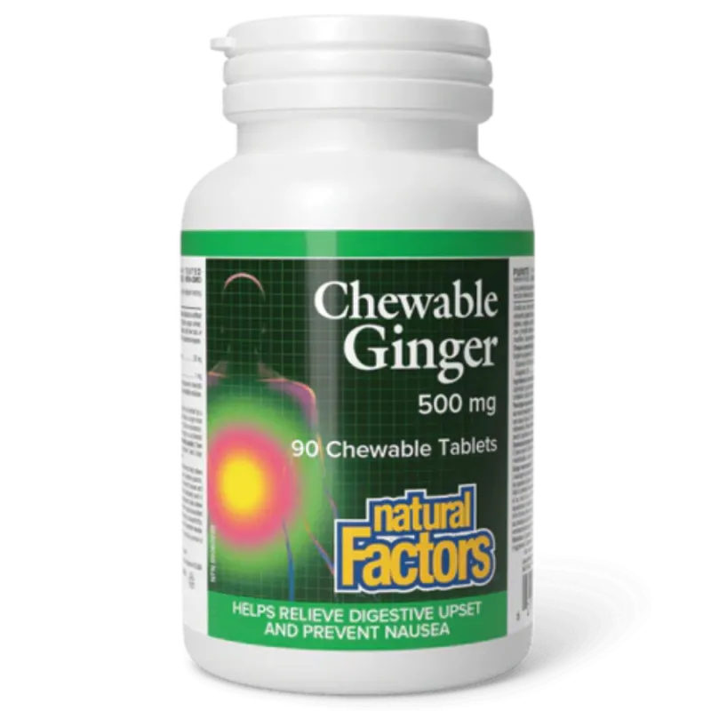 Natural Factors Chewable Ginger 500 mg, 90 Chewable Tablets | Unbeatable Prices, Daily Deals | VITASHOP