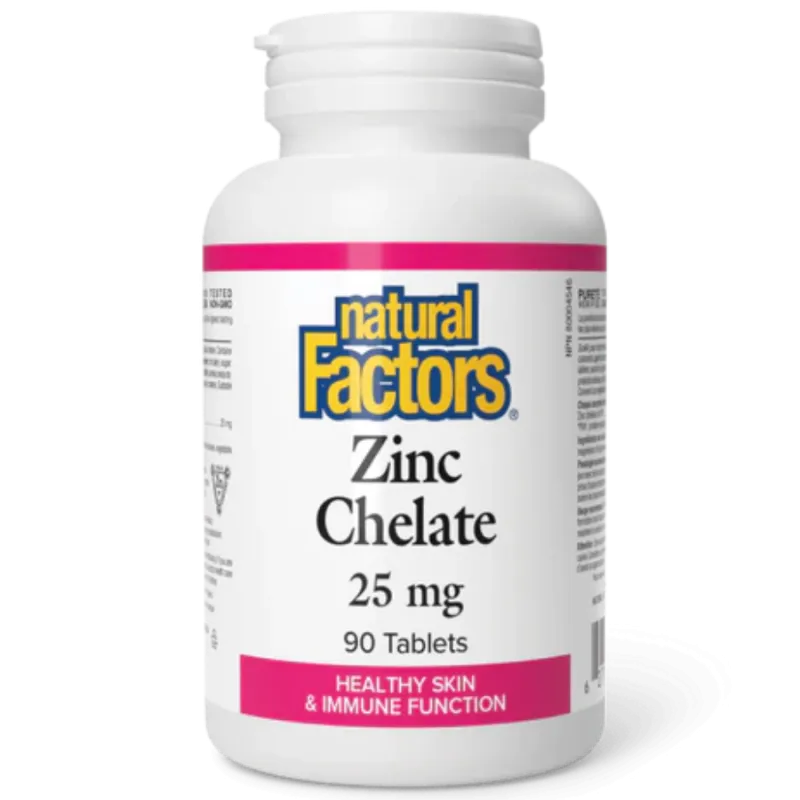 Natural Factors 내추럴 팩터스 아연 킬레이트 25mg, 90정 | 매일 업데이트되는 특가 상품 | VITASHOP