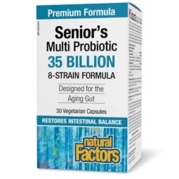 Natural Factors Senior's Multi Probiotic 35 Billion Live Probiotic Cultures, 30 Vegetarian Capsules | Unbeatable Prices, Daily D