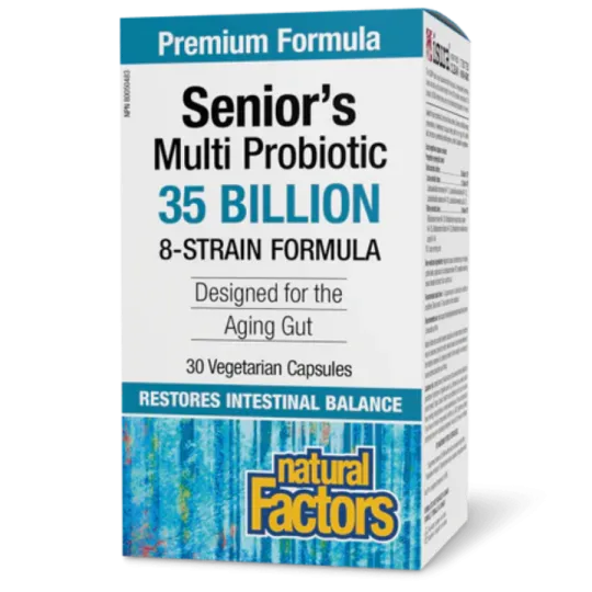 Natural Factors Senior's Multi Probiotic 35 Billion Live Probiotic Cultures, 30 Vegetarian Capsules | Unbeatable Prices, Daily D