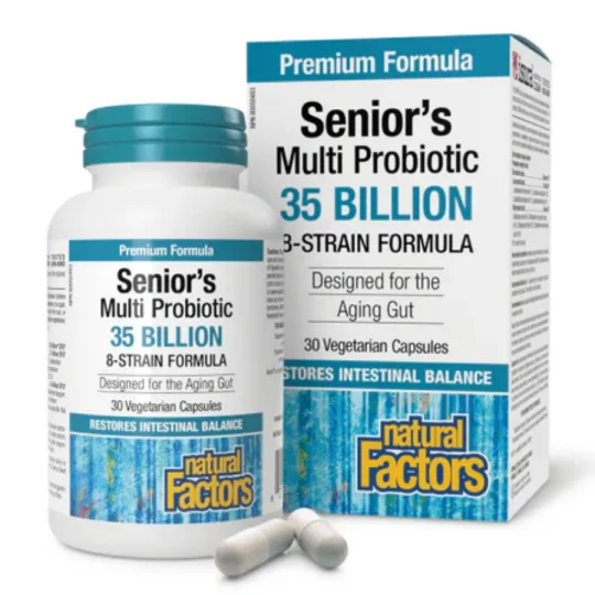 Natural Factors Senior's Multi Probiotic 35 Billion Live Probiotic Cultures, 30 Vegetarian Capsules | Unbeatable Prices, Daily D