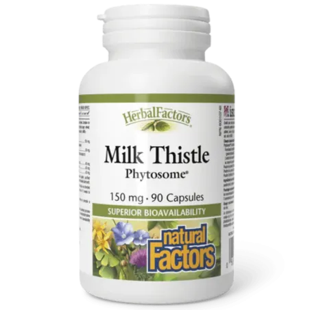 Natural Factors 내추럴 팩터스 HerbalFactors 밀크 시슬 피토솜 150 mg, 90 캡슐 | 매일 업데이트되는 특가 상품 | VITASHOP
