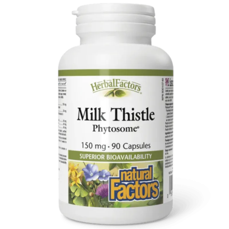 Natural Factors 내추럴 팩터스 HerbalFactors 밀크 시슬 피토솜 150 mg, 90 캡슐 | 매일 업데이트되는 특가 상품 | VITASHOP