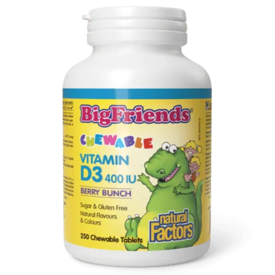 Big Friends Vitamine D3 à croquer 400 UI, Berry Bunch, 250 comprimés à croquer | Safest & Easiest Shopping Vitamins Online | VIT