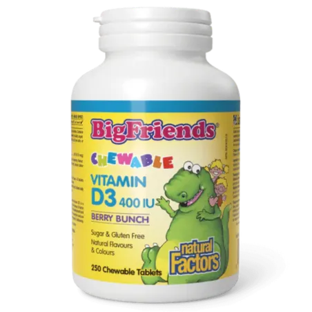 Big Friends Vitamine D3 à croquer 400 UI, Berry Bunch, 250 comprimés à croquer | Safest & Easiest Shopping Vitamins Online | VIT