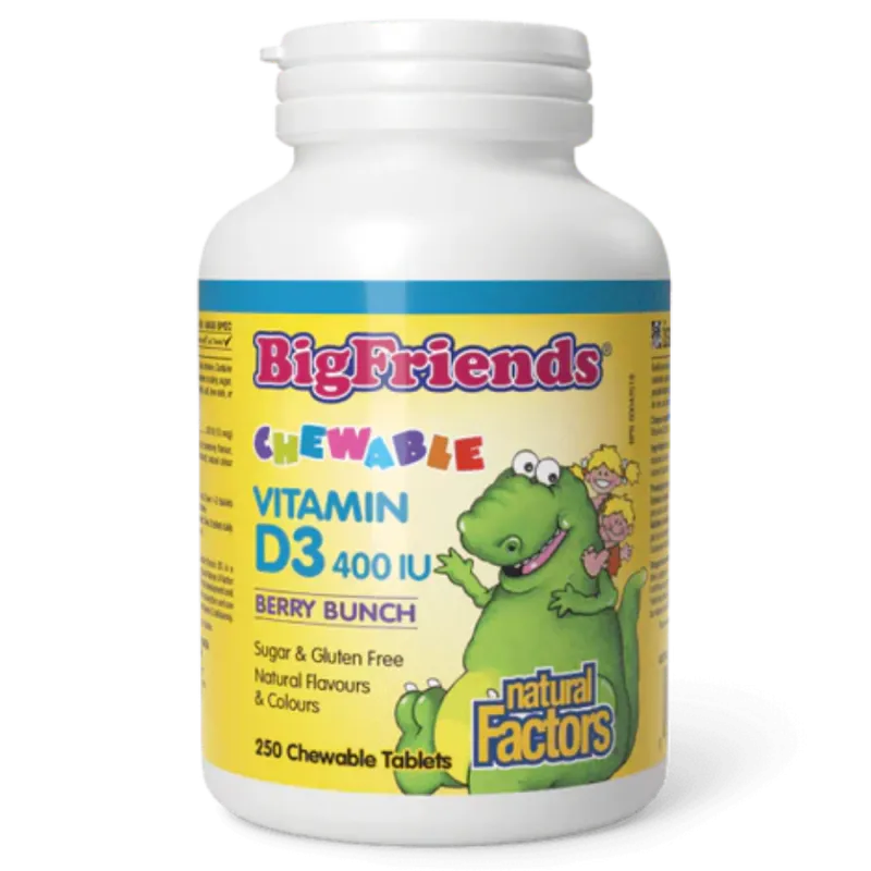 Big Friends Vitamine D3 à croquer 400 UI, Berry Bunch, 250 comprimés à croquer | Safest & Easiest Shopping Vitamins Online | VIT
