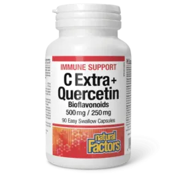 Natural Factors C Extra + Quercetin Bioflavonoids 500 mg / 250 mg, 90 Easy Swallow Capsules | Unbeatable Prices, Daily Deals | V