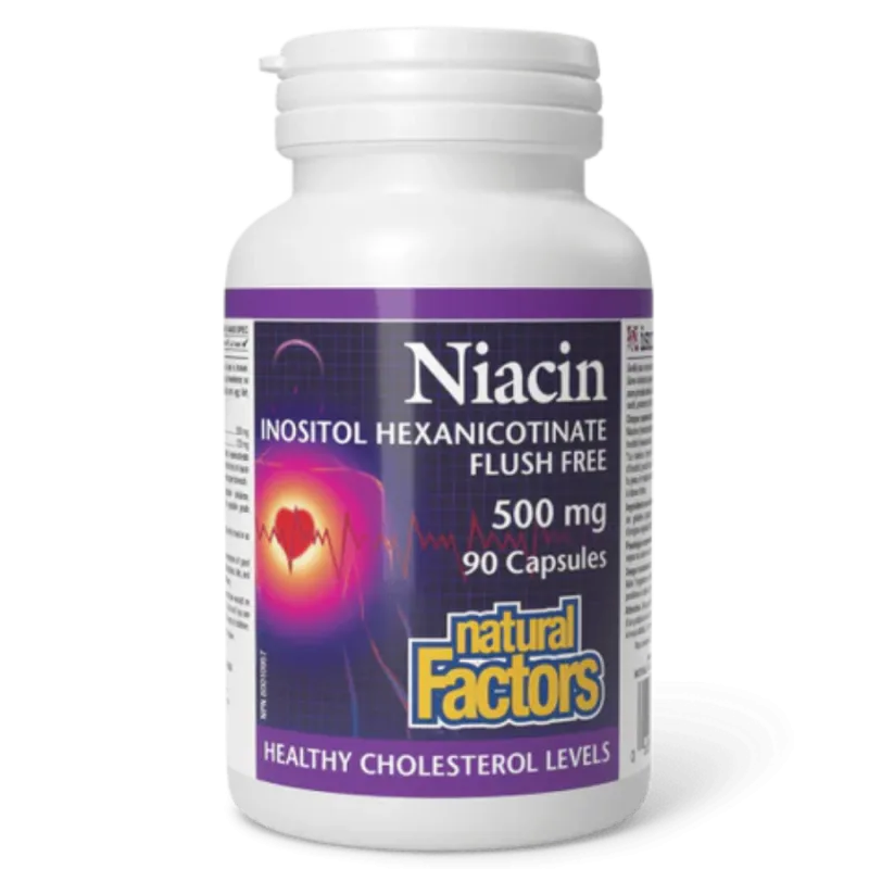 Natural Factors 내추럴 팩터스 나이아신 이노시톨 헥사니코티네이트 500 mg, 90 캡슐 | 매일 업데이트되는 특가 상품 | VITASHOP