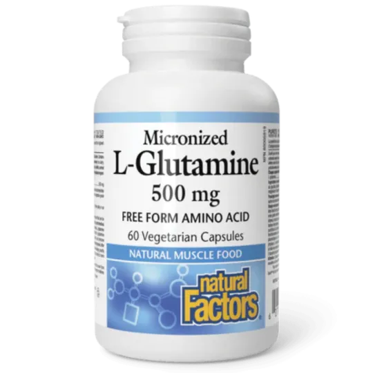 Natural Factors L-Glutamine 500 mg, 60 Vegetarian Capsules | Unbeatable Prices, Daily Deals | VITASHOP