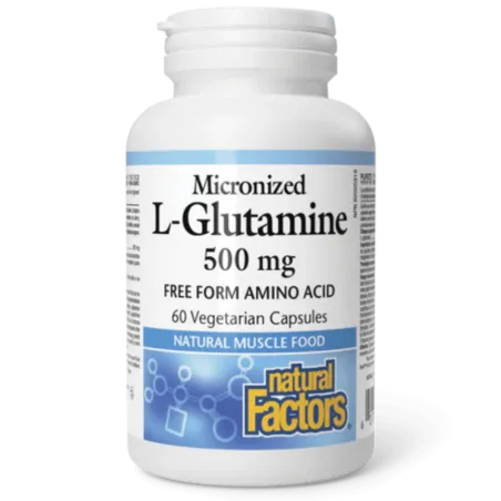 Natural Factors L-Glutamine 500 mg, 60 Vegetarian Capsules | Unbeatable Prices, Daily Deals | VITASHOP