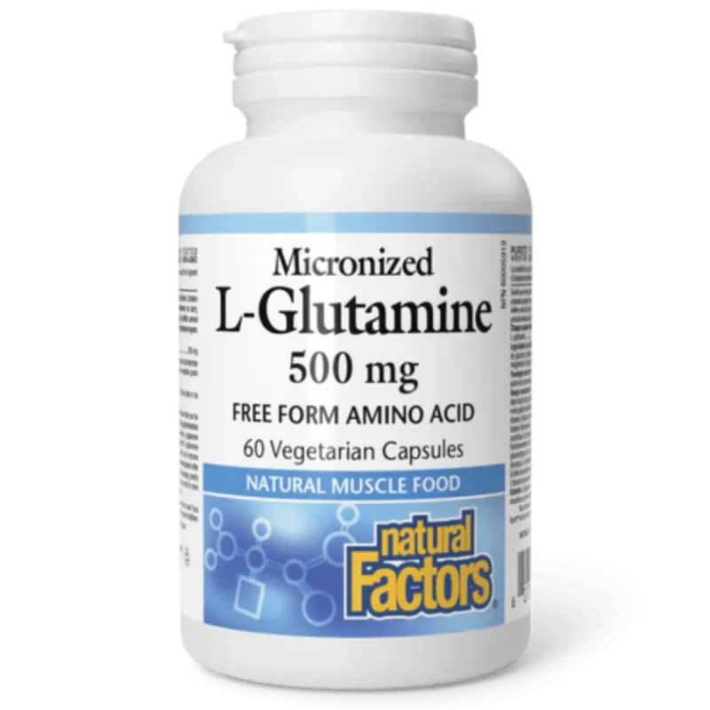Natural Factors L-Glutamine 500 mg, 60 Vegetarian Capsules | Unbeatable Prices, Daily Deals | VITASHOP