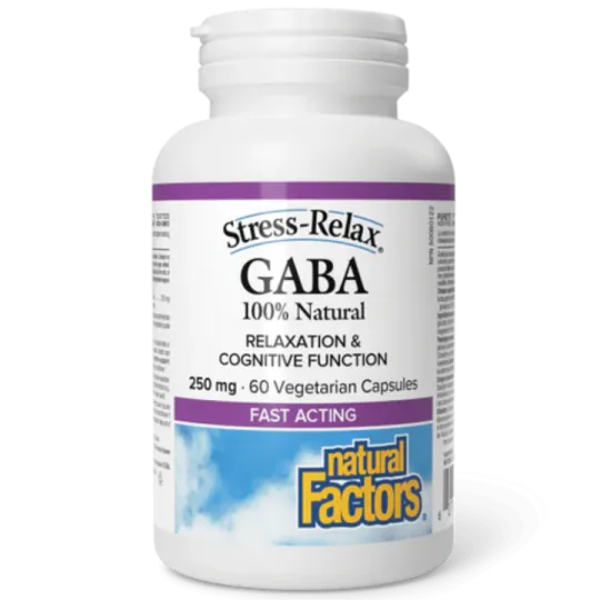 Natural Factors 내추럴 팩터스 스트레스 완화 100% 천연 GABA 250mg, 식물성 캡슐 60정 | 매일 업데이트되는 특가 상품 | VITASHOP