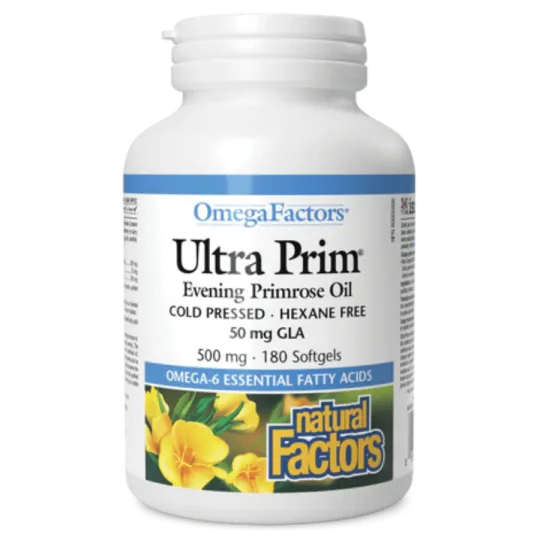 Natural Factors OmegaFactors Ultra Prim Evening Primrose Oil 500 mg, 180 Softgels | Unbeatable Prices, Daily Deals | VITASHOP