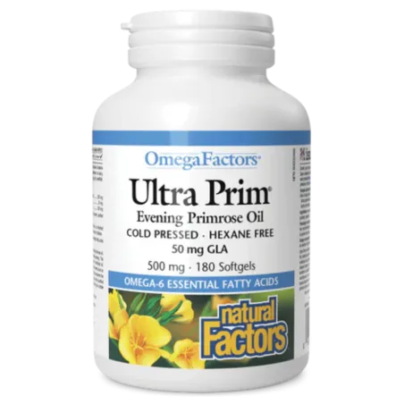 Natural Factors OmegaFactors Ultra Prim Evening Primrose Oil 500 mg, 180 Softgels | Unbeatable Prices, Daily Deals | VITASHOP
