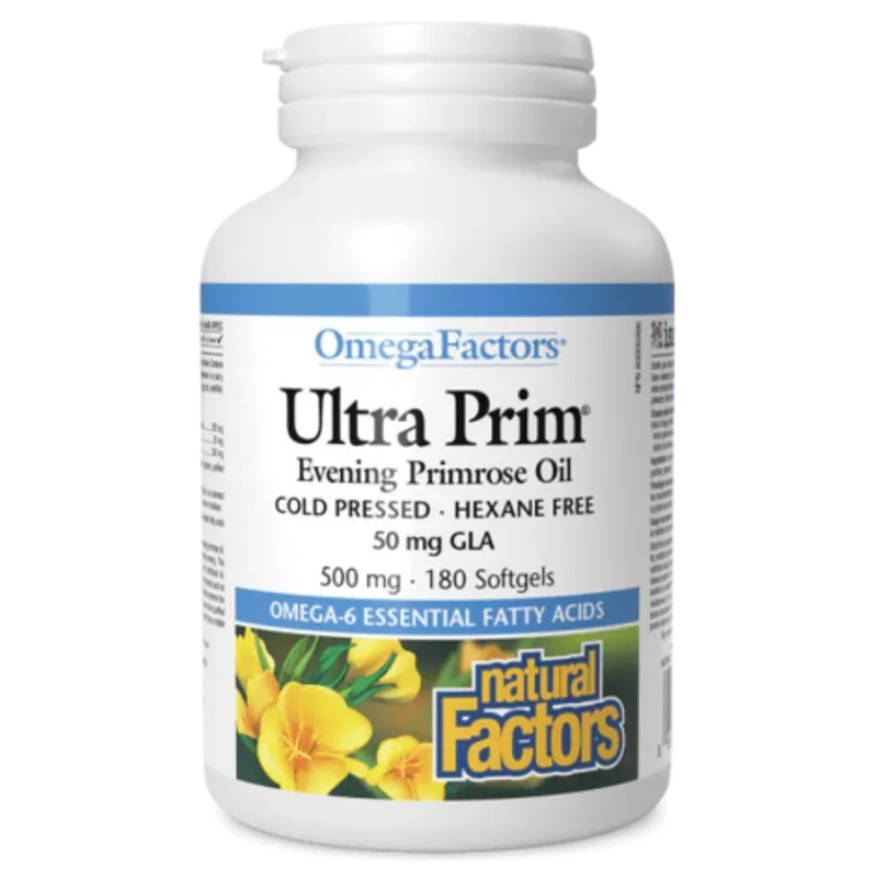 Natural Factors OmegaFactors Ultra Prim Evening Primrose Oil 500 mg, 180 Softgels | Unbeatable Prices, Daily Deals | VITASHOP
