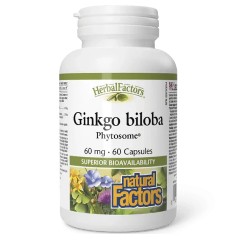 Natural Factors HerbalFactors Ginkgo biloba Phytosome 60 mg, 60 Capsules | Unbeatable Prices, Daily Deals | VITASHOP