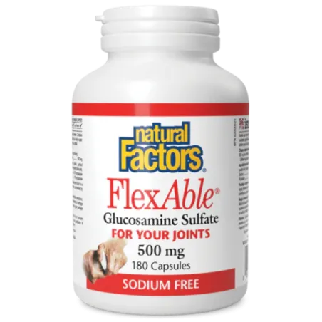 Natural Factors 내추럴 팩터스 FlexAble 글루코사민 황산염 500 mg, 180 캡슐 | 매일 업데이트되는 특가 상품 | VITASHOP