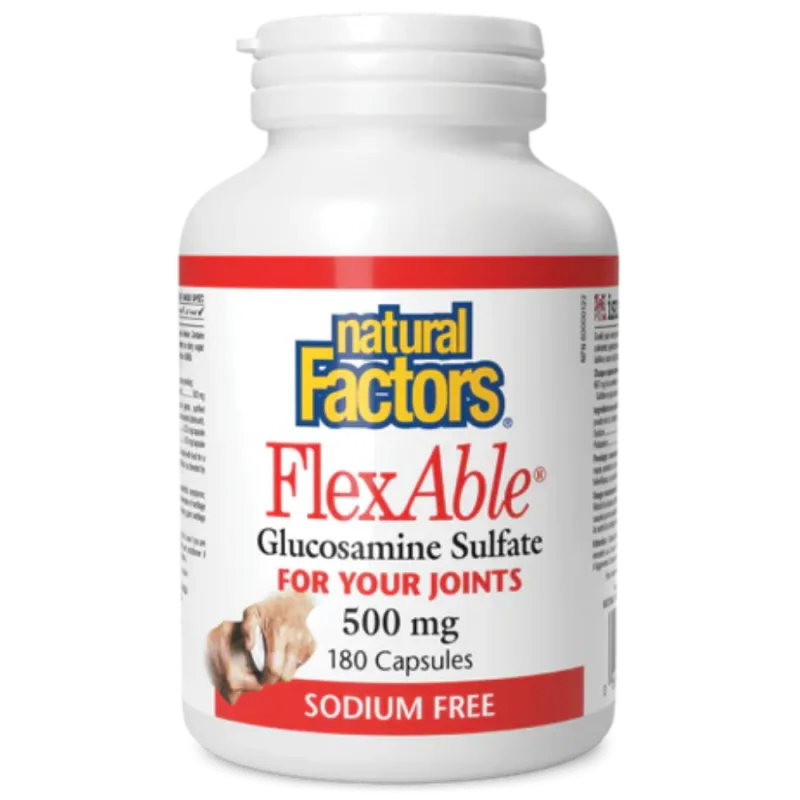 Natural Factors 내추럴 팩터스 FlexAble 글루코사민 황산염 500 mg, 180 캡슐 | 매일 업데이트되는 특가 상품 | VITASHOP