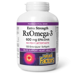 Natural Factors RxOmega-3 - Extra Strength 600 mg, 120 Enteripure Softgels | Unbeatable Prices, Daily Deals | VITASHOP