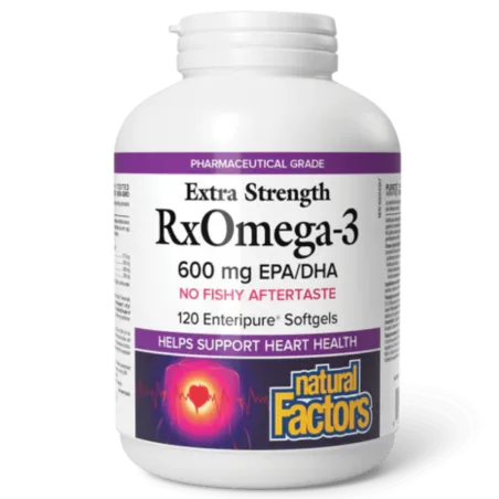 Natural Factors 내추럴 팩터스 RxOmega-3 - 엑스트라 스트렝스 600 mg, 120 Enteripure 소프트젤 | 매일 업데이트되는 특가 상품 | VITASHOP