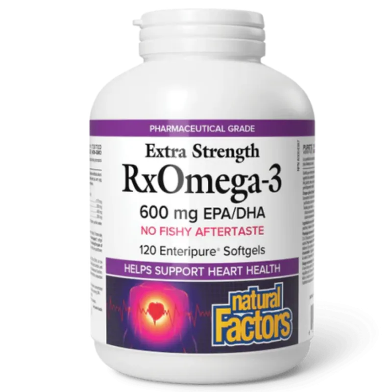 Natural Factors RxOmega-3 - Extra Strength 600 mg, 120 Enteripure Softgels | Unbeatable Prices, Daily Deals | VITASHOP