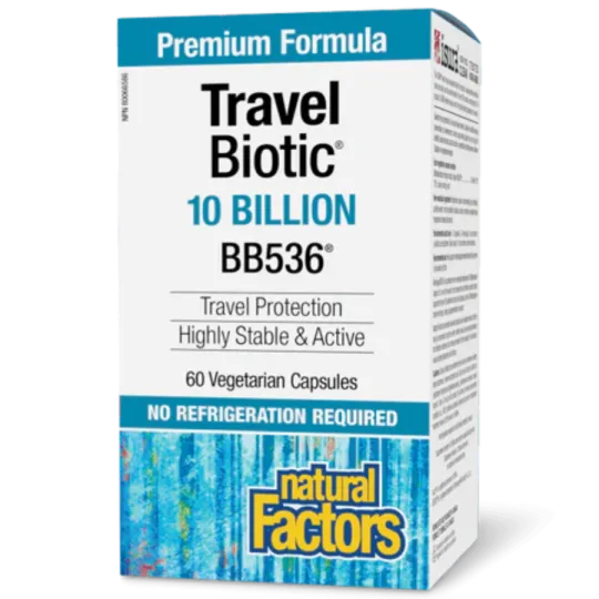 Natural Factors Travel Biotic BB536 10 Billion Live Probiotic Cultures, 60 Vegetarian Capsules | Unbeatable Prices, Daily Deals