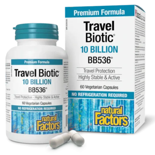 Natural Factors Travel Biotic BB536 10 Billion Live Probiotic Cultures, 60 Vegetarian Capsules | Unbeatable Prices, Daily Deals