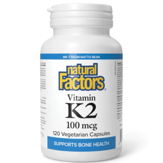 Natural Factors Vitamin K2 100 mcg, 120 Vegetarian Capsules | Unbeatable Prices, Daily Deals | VITASHOP