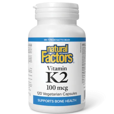 Natural Factors Vitamin K2 100 mcg, 120 Vegetarian Capsules | Unbeatable Prices, Daily Deals | VITASHOP