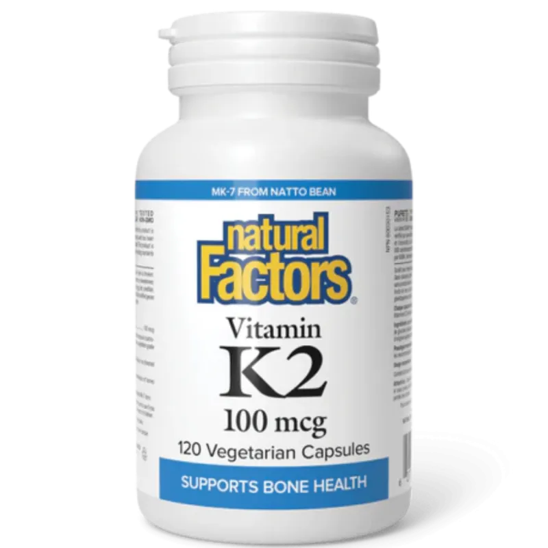 Natural Factors Vitamin K2 100 mcg, 120 Vegetarian Capsules | Unbeatable Prices, Daily Deals | VITASHOP