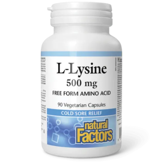Natural Factors L-Lysine 500 mg, 90 Vegetarian Capsules | Unbeatable Prices, Daily Deals | VITASHOP