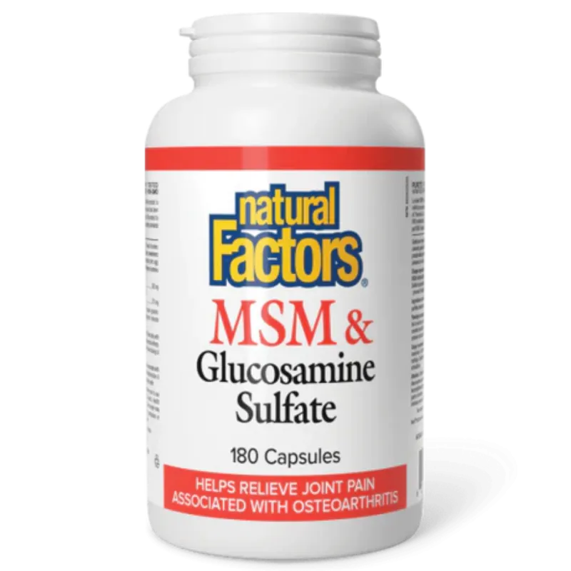 Natural Factors MSM & Glucosamine Sulfate, 180 Capsules | Unbeatable Prices, Daily Deals | VITASHOP