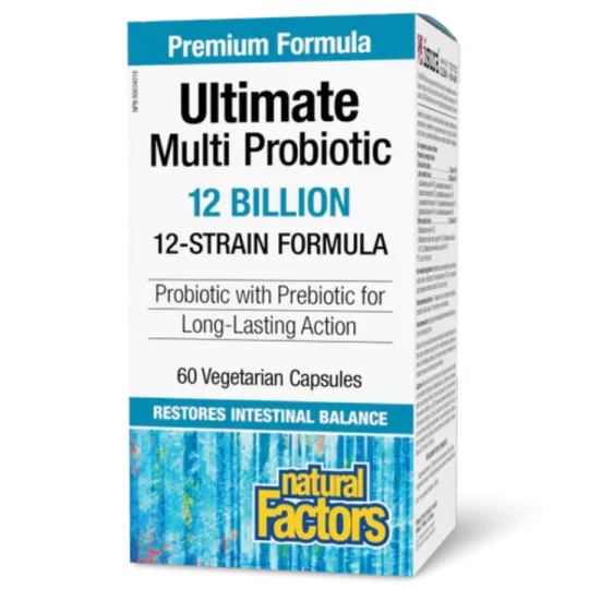 Natural Factors 내추럴 팩터스 Ultimate Multi Probiotic 120억 생 프로바이오틱 배양균, 60 식물성 캡슐 | 매일 업데이트되는 특가 상품 | VITASHOP