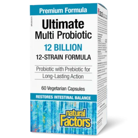Natural Factors 내추럴 팩터스 Ultimate Multi Probiotic 120억 생 프로바이오틱 배양균, 60 식물성 캡슐 | 매일 업데이트되는 특가 상품 | VITASHOP