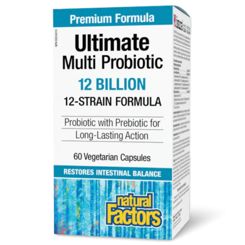 Natural Factors 내추럴 팩터스 Ultimate Multi Probiotic 120억 생 프로바이오틱 배양균, 60 식물성 캡슐 | 매일 업데이트되는 특가 상품 | VITASHOP