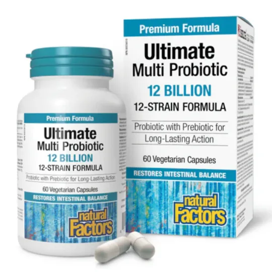 Natural Factors 내추럴 팩터스 Ultimate Multi Probiotic 120억 생 프로바이오틱 배양균, 60 식물성 캡슐 | 매일 업데이트되는 특가 상품 | VITASHOP