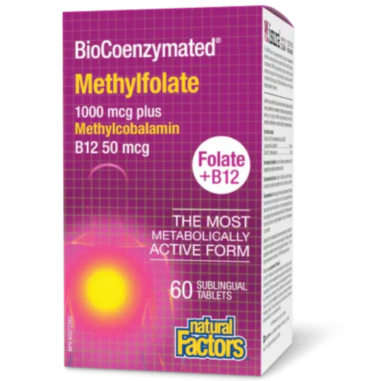Folate de méthylfolate biocoenzymisé + B12, 60 comprimés sublinguaux | Safest & Easiest Shopping Vitamins Online | VITASHOP