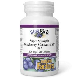 Natural Factors BlueRich Super Strength Blueberry Concentate 500 mg, 90 Softgels | Unbeatable Prices, Daily Deals | VITASHOP