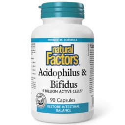 Natural Factors Acidophilus & Bifidus 5 Billion Active Cells, 90 Capsules | Unbeatable Prices, Daily Deals | VITASHOP