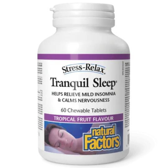 Natural Factors Tranquil Sleep, Tropical Fruit, Stress-Relax 60 Chewable Tablets | Unbeatable Prices, Daily Deals | VITASHOP