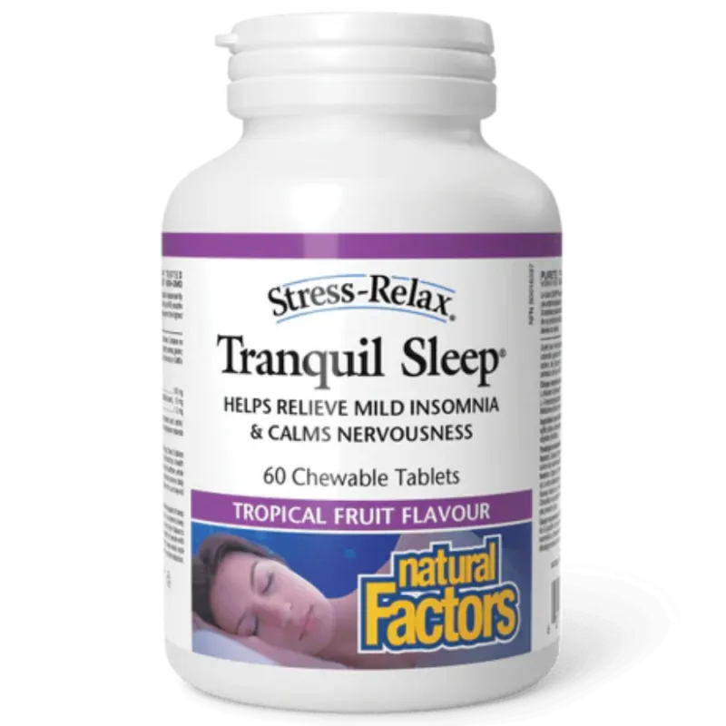 Natural Factors Tranquil Sleep, Tropical Fruit, Stress-Relax 60 Chewable Tablets | Unbeatable Prices, Daily Deals | VITASHOP