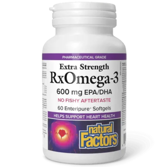 Natural Factors 내추럴 팩터스 RxOmega-3 엑스트라 스트렝스 600 mg, 60 Enteripure Softgels | 매일 업데이트되는 특가 상품 | VITASHOP