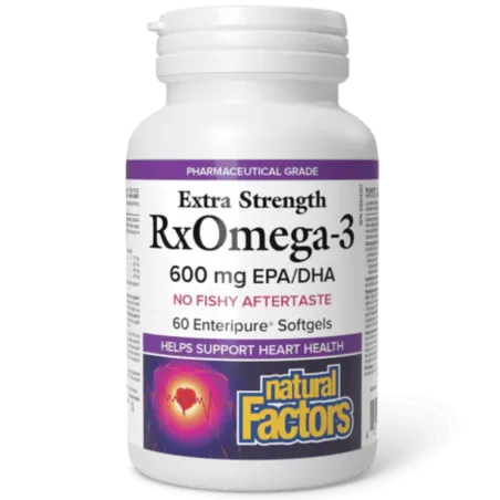 Natural Factors 내추럴 팩터스 RxOmega-3 엑스트라 스트렝스 600 mg, 60 Enteripure Softgels | 매일 업데이트되는 특가 상품 | VITASHOP