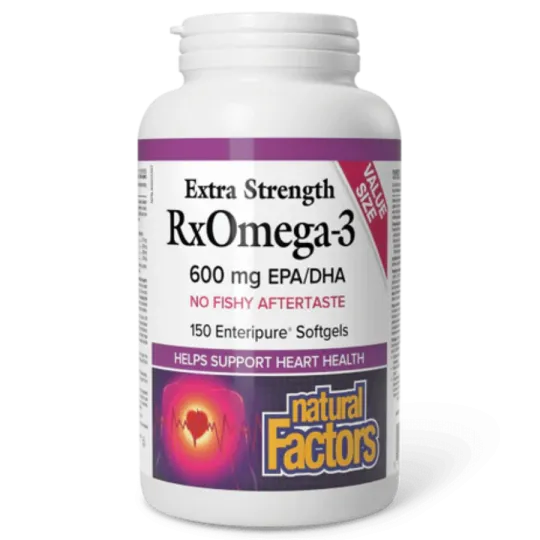 Natural Factors 내추럴 팩터스 RxOmega-3 - 엑스트라 스트렝스 600 mg, 150 Enteripure 소프트젤 | 매일 업데이트되는 특가 상품 | VITASHOP