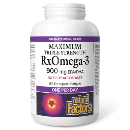 Natural Factors RxOmega-3 Maximum Triple Strength 900 mg, 150 Enteripure Softgels | Unbeatable Prices, Daily Deals | VITASHOP