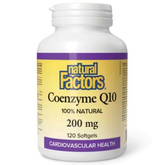 Natural Factors Coenzyme Q10 100% Natural 200 mg, 120 Softgels | Unbeatable Prices, Daily Deals | VITASHOP